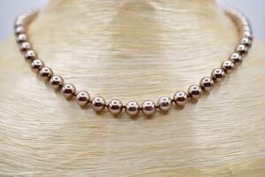 Kissaka Vintage Collar Necklace Imitation Pearl Muave Blush Copper Tone BinK